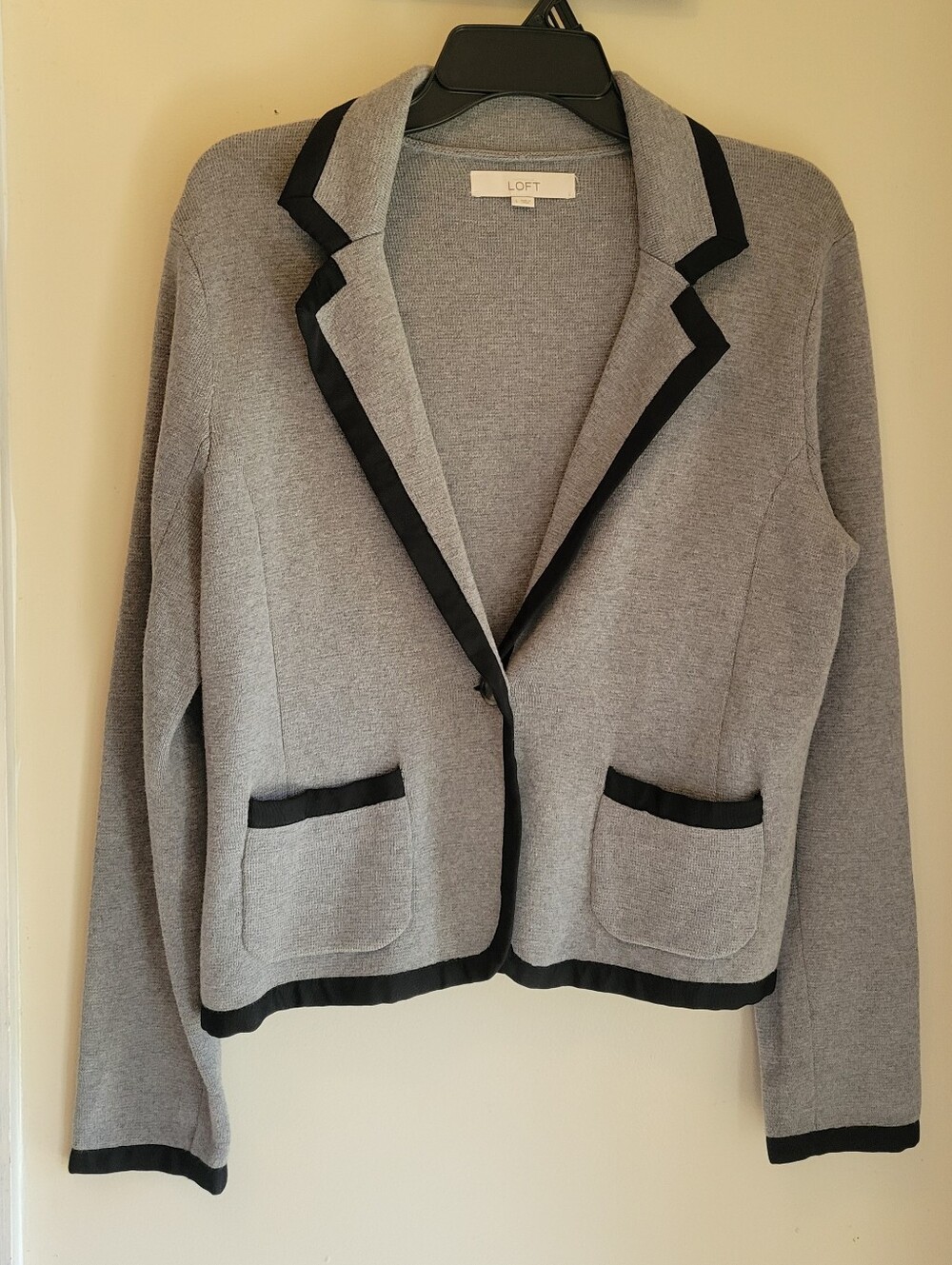LOFT Gray Knit Sweater Blazer Size Large